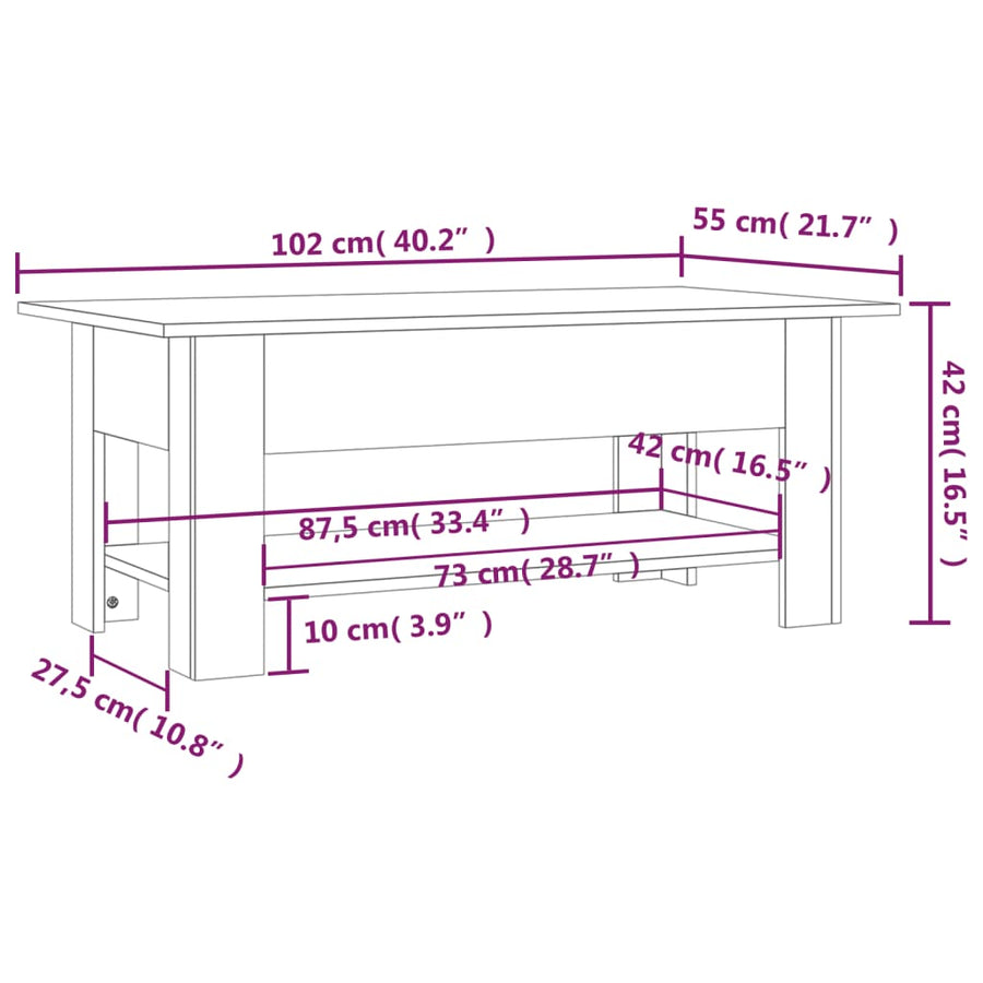 Salontafel 02X55X42 Cm Spaanplaat Kleurig Sonoma eiken
