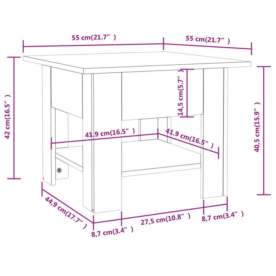 Salontafel Bewerkt Hout 55 x 55 x 42 cm