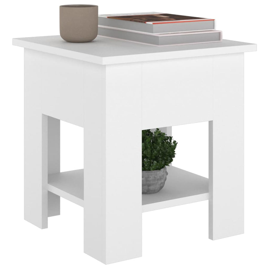 Salontafel 40X40X42 Cm Bewerkt Hout Wit