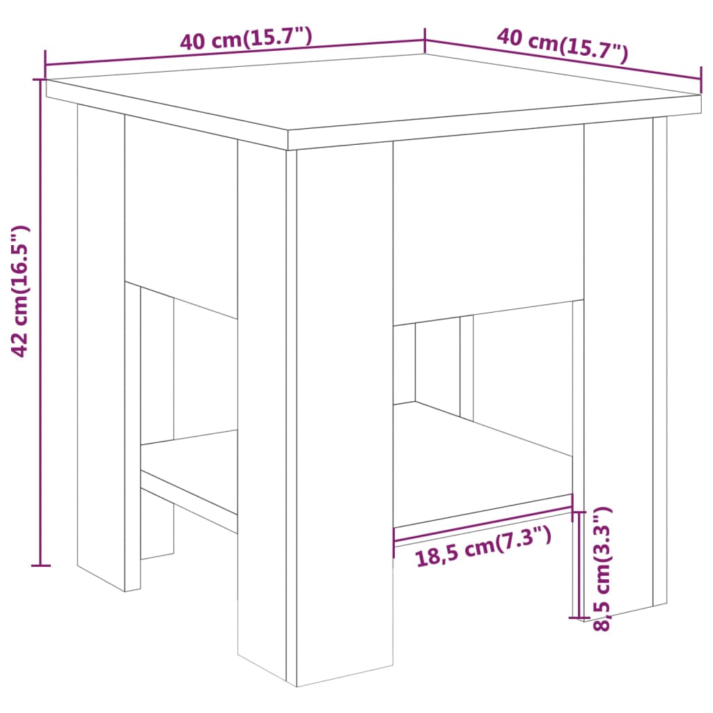 Salontafel 40X40X42 Cm Bewerkt Hout Zwart