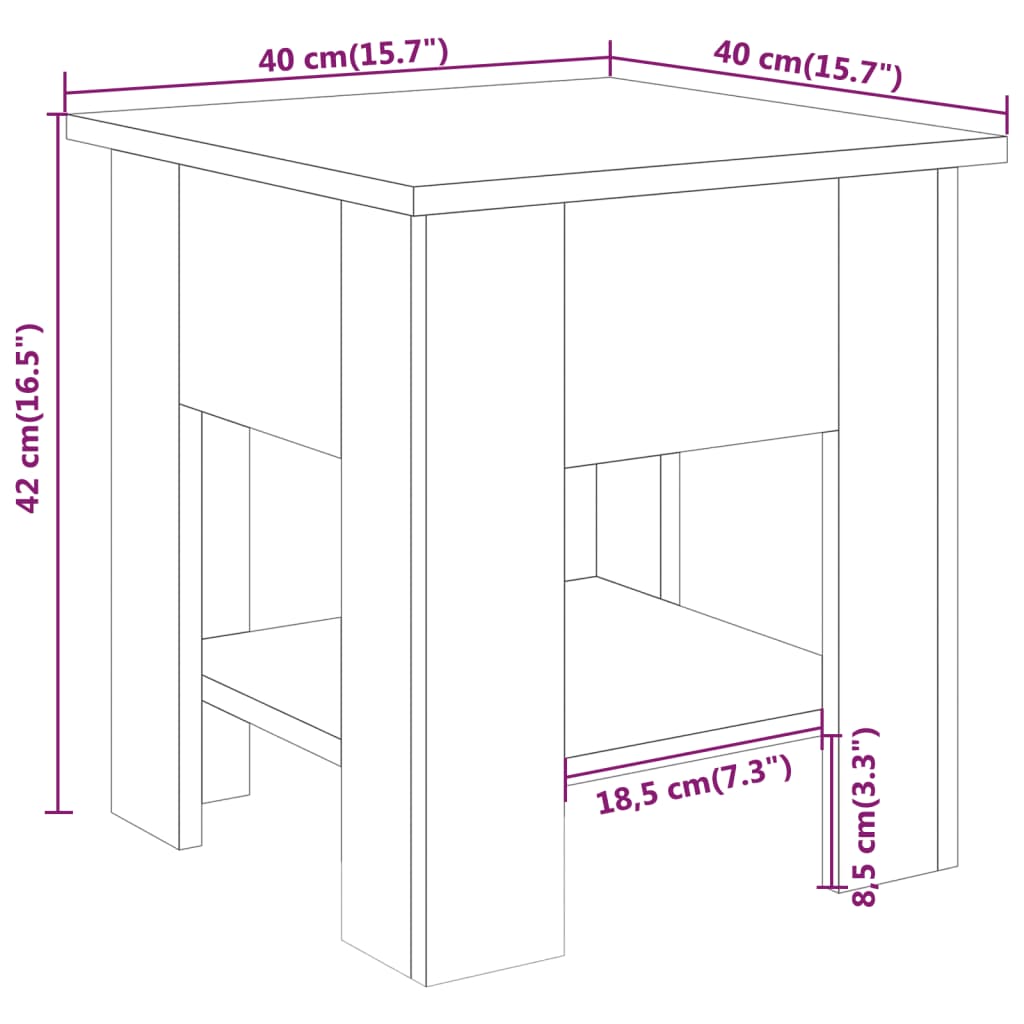 Salontafel 40X40X42 Cm Bewerkt Hout Kleurig Sonoma eiken