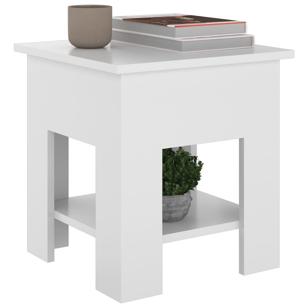 Salontafel 40x40x42 cm bewerkt hout hoogglans wit