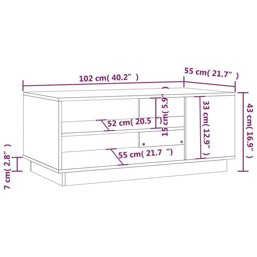 Salontafel 02X55X43 Cm Spaanplaat Wit