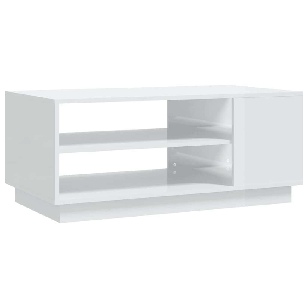 Salontafel 102x55x43 cm bewerkt hout hoogglans wit