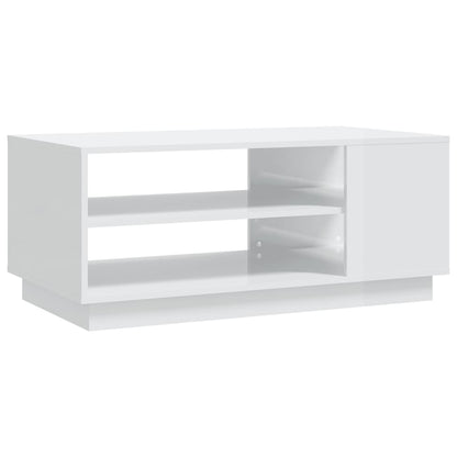 Salontafel 102x55x43 cm bewerkt hout hoogglans wit