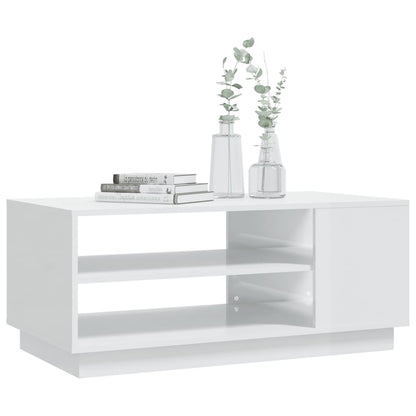 Salontafel 102x55x43 cm bewerkt hout hoogglans wit