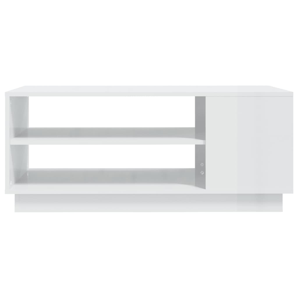 Salontafel 102x55x43 cm bewerkt hout hoogglans wit