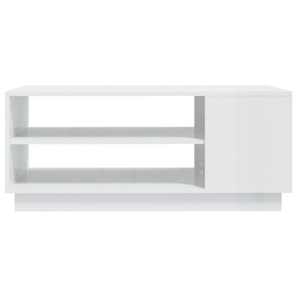 Salontafel 102x55x43 cm bewerkt hout hoogglans wit