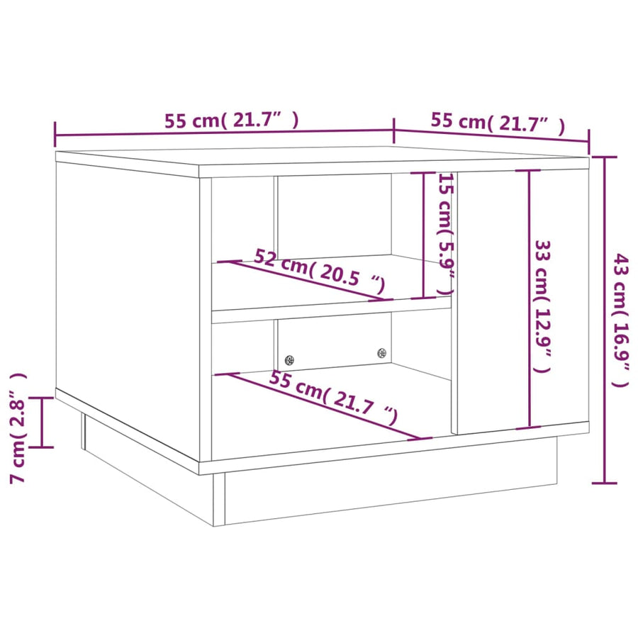 Salontafel Bewerkt Hout 55 x 55 x 43 cm