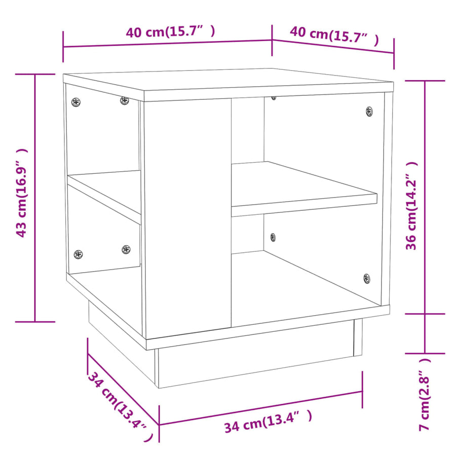 Salontafel 40x40x43 cm bewerkt hout wit Wit