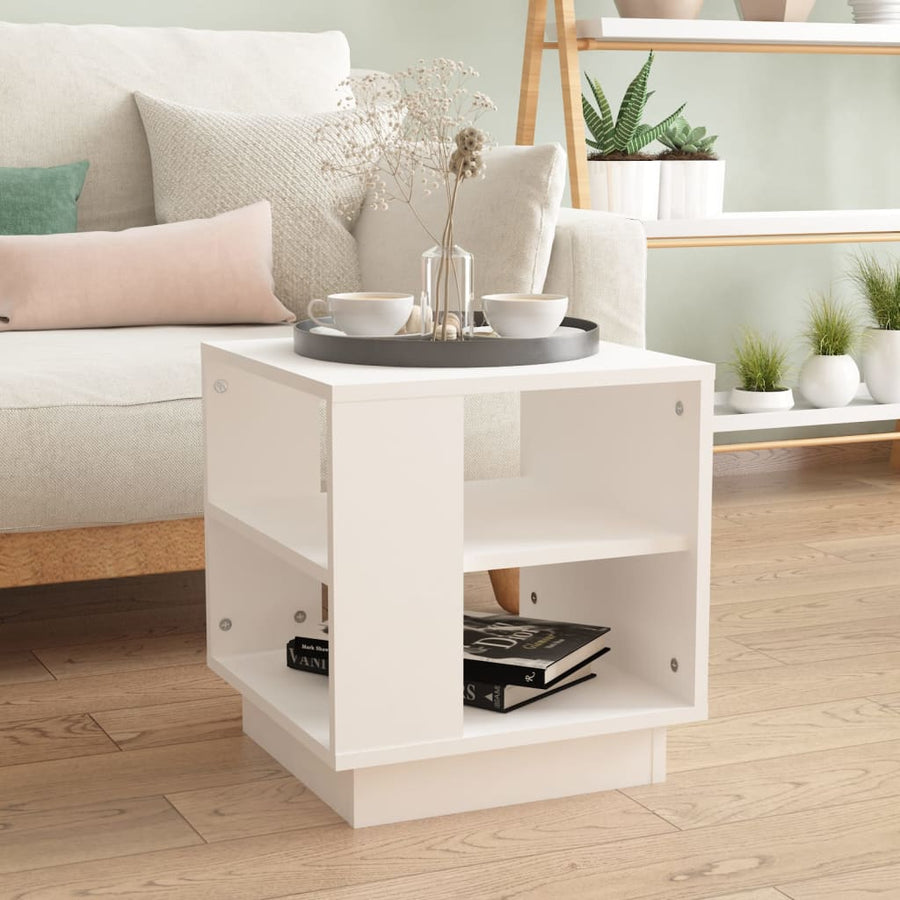 Salontafel 40x40x43 cm bewerkt hout wit Wit