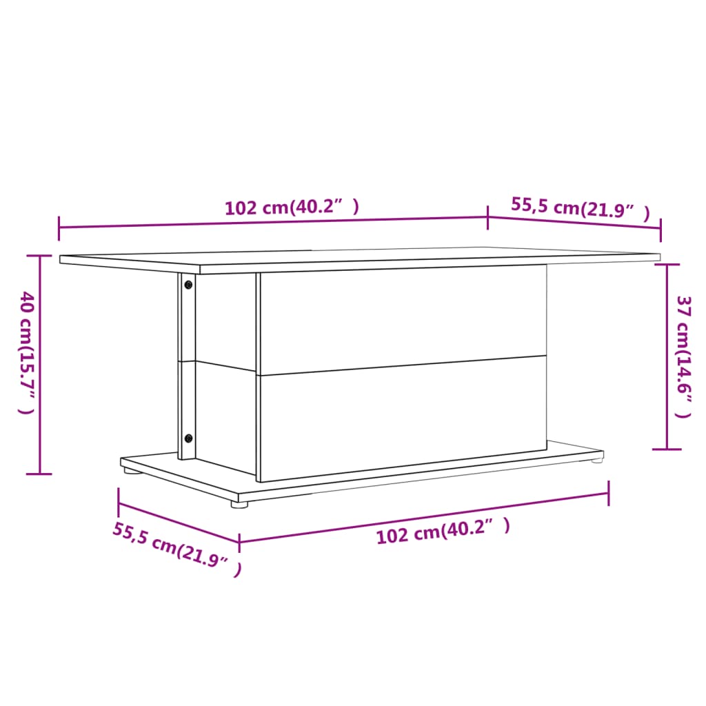 Salontafel 102x55,5x40 cm spaanplaat wit Wit