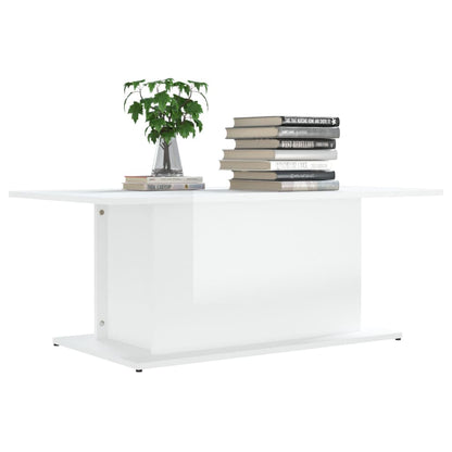 Salontafel 102x55,5x40 cm spaanplaat hoogglans wit Hoogglans wit