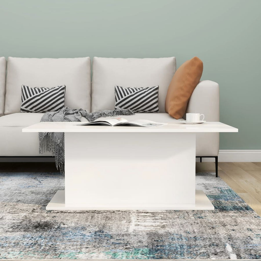 Salontafel 102x55,5x40 cm spaanplaat hoogglans wit Hoogglans wit