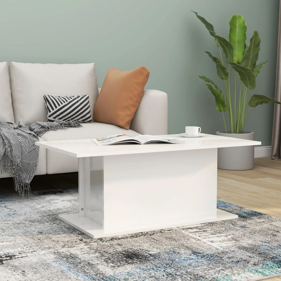 Salontafel 102x55,5x40 cm spaanplaat hoogglans wit Hoogglans wit