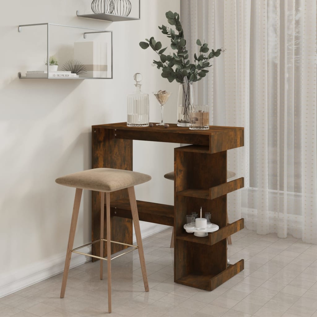 Bartafel Met Opbergrek 00X50X0,5 Cm Spaanplaat Gerookt eiken