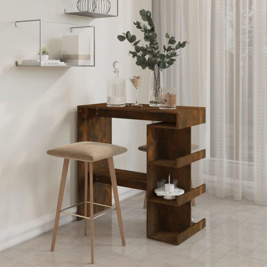 Bartafel Met Opbergrek 00X50X0,5 Cm Spaanplaat Gerookt eiken