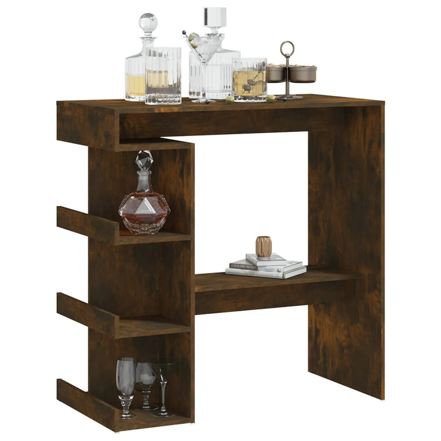Bartafel Met Opbergrek 00X50X0,5 Cm Spaanplaat Gerookt eiken