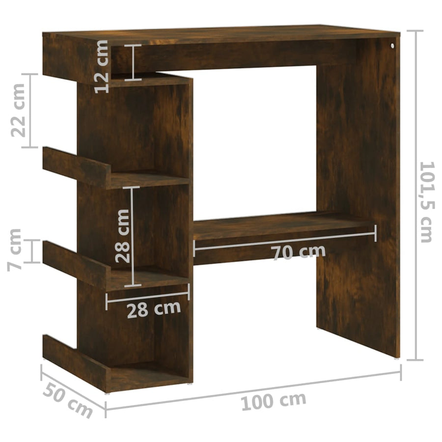 Bartafel Met Opbergrek 00X50X0,5 Cm Spaanplaat Gerookt eiken