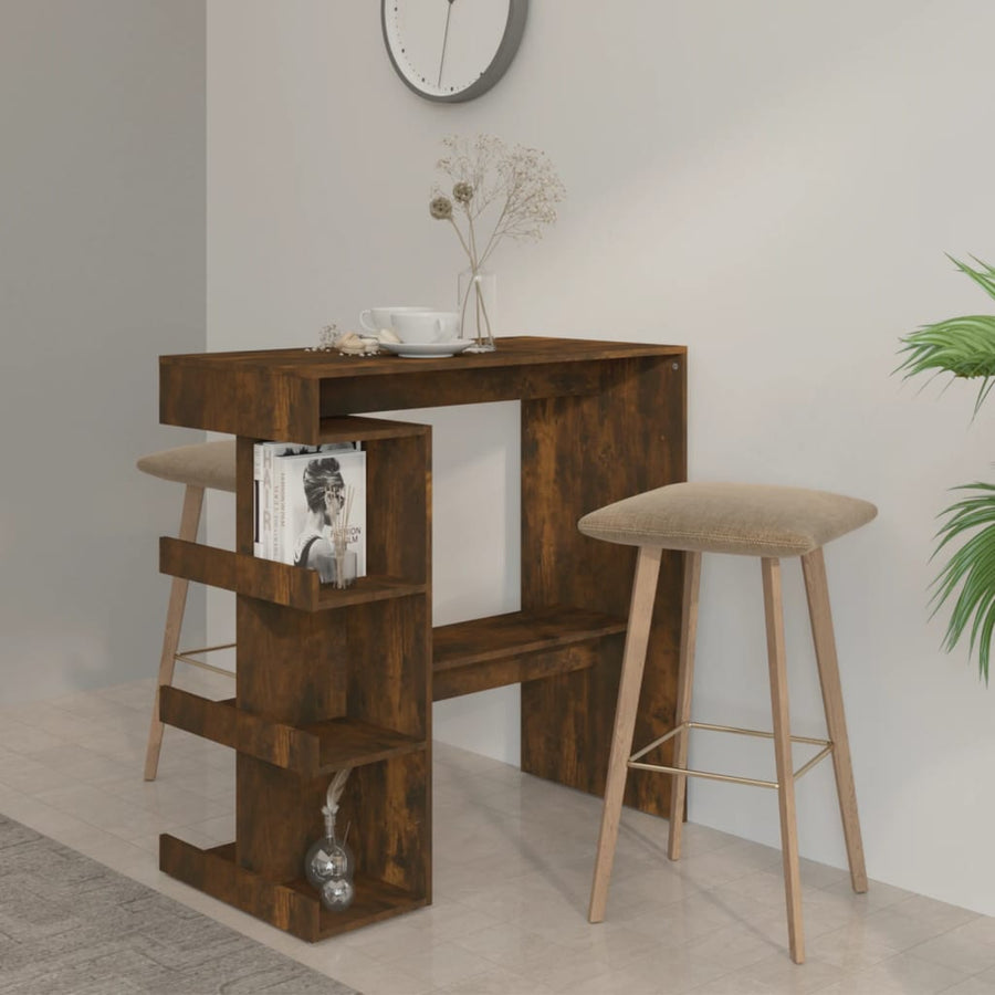 Bartafel Met Opbergrek 00X50X0,5 Cm Spaanplaat Gerookt eiken