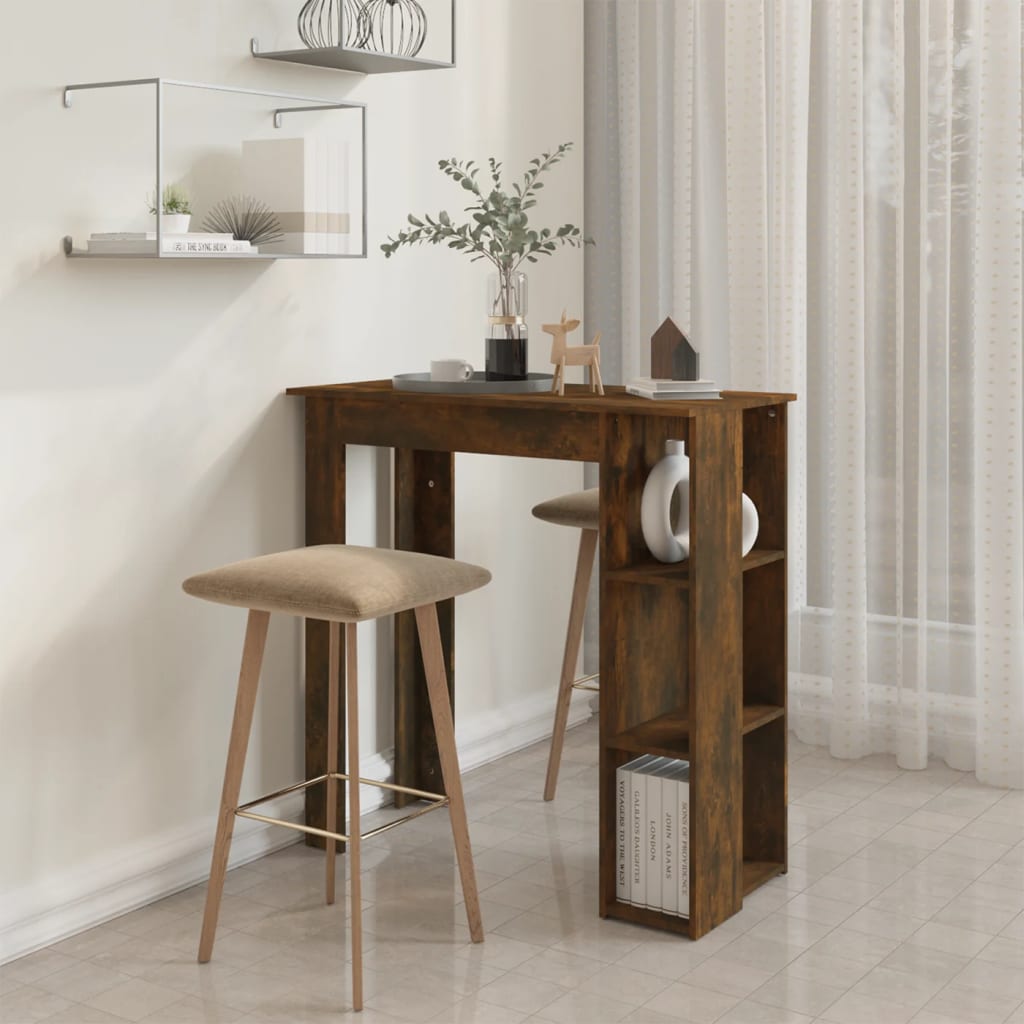 Bartafel Met Schap 02X50X03,5 Cm Spaanplaat Gerookt eiken