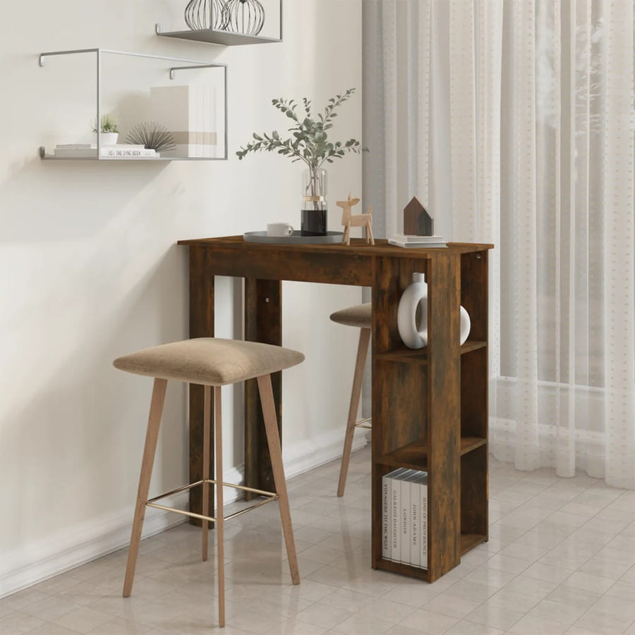 Bartafel Met Schap 02X50X03,5 Cm Spaanplaat Gerookt eiken