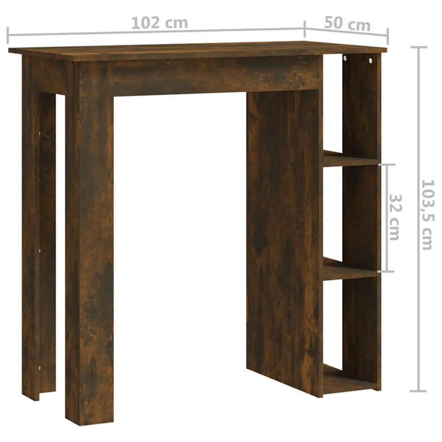 Bartafel Met Schap 02X50X03,5 Cm Spaanplaat Gerookt eiken