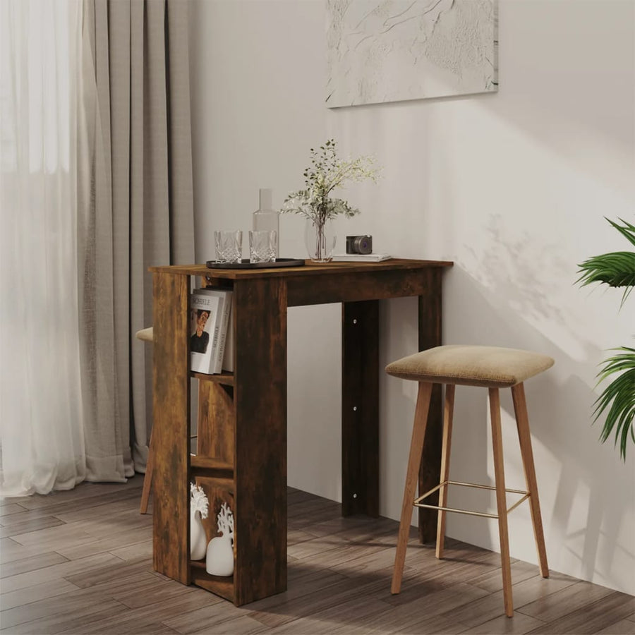 Bartafel Met Schap 02X50X03,5 Cm Spaanplaat Gerookt eiken