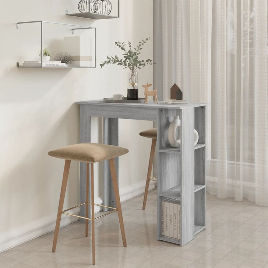 Bartafel Met Schap 02X50X03,5 Cm Spaanplaat Grijs sonoma