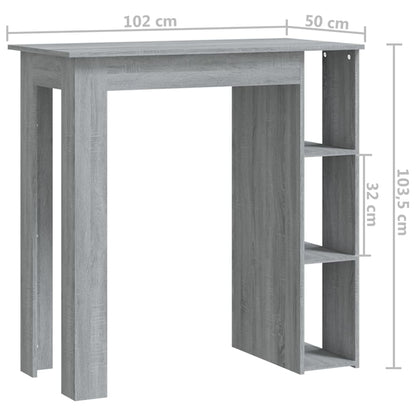 Bartafel Met Schap 02X50X03,5 Cm Spaanplaat Grijs sonoma