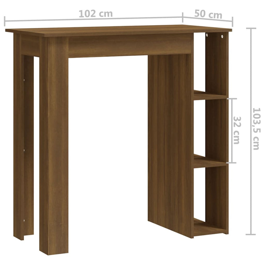 Bartafel Met Schap 102X50X103,5 Cm Spaanplaat Bruin Eikenkleur Bruineiken