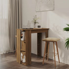 Bar table with shelf 102x50x103.5 cm engineered wood brown oak