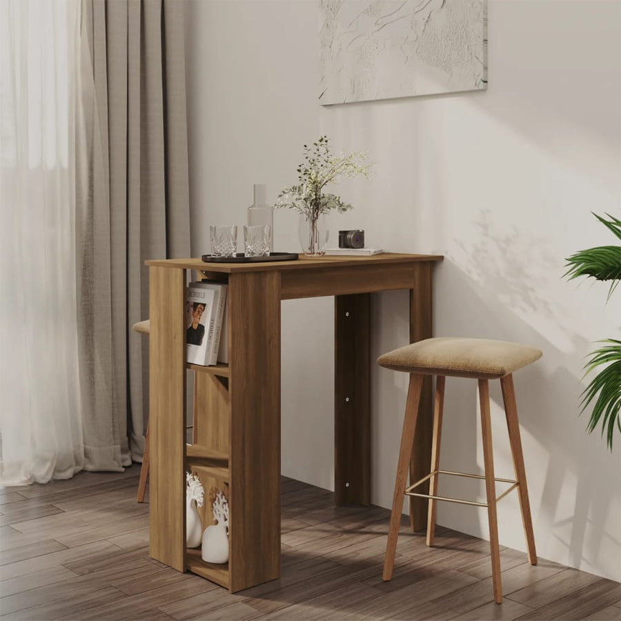 Bartafel Met Schap 102X50X103,5 Cm Spaanplaat Bruin Eikenkleur Bruineiken