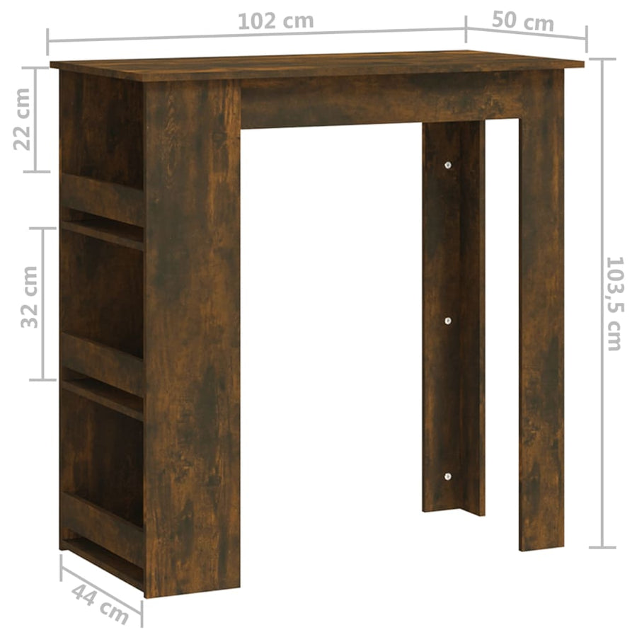 Bartafel Met Opbergrek 02X50X03,5Cm Spaanplaat 1 Gerookt eiken