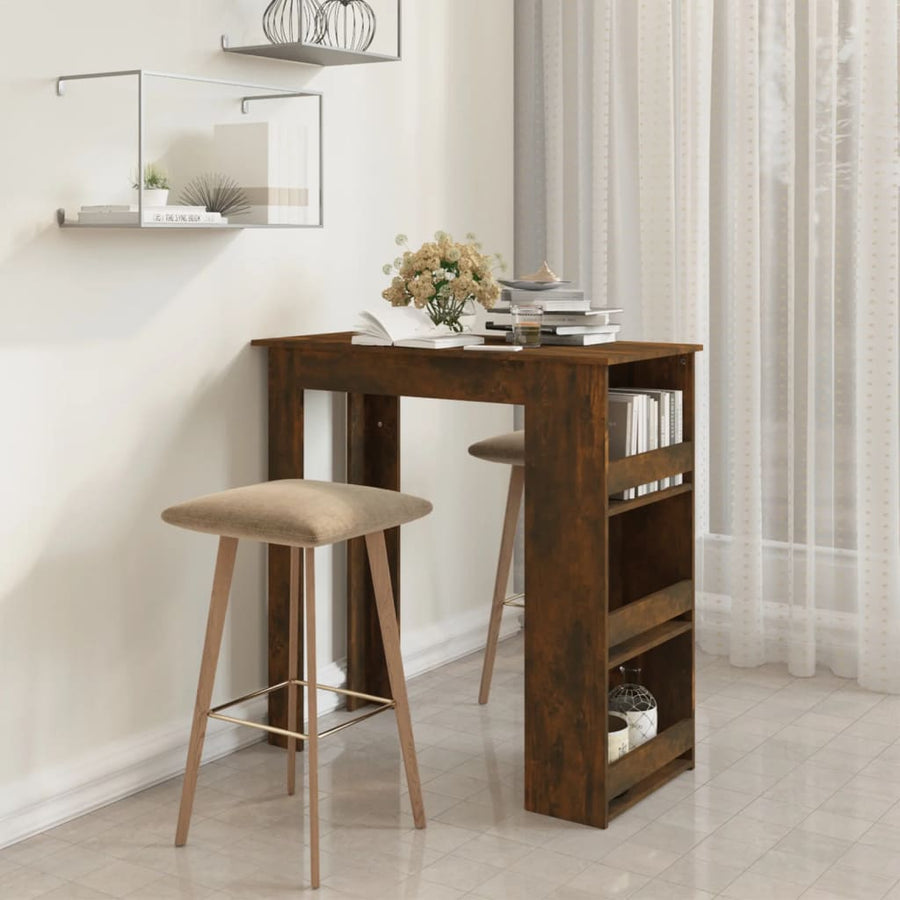 Bartafel Met Opbergrek 02X50X03,5Cm Spaanplaat 1 Gerookt eiken