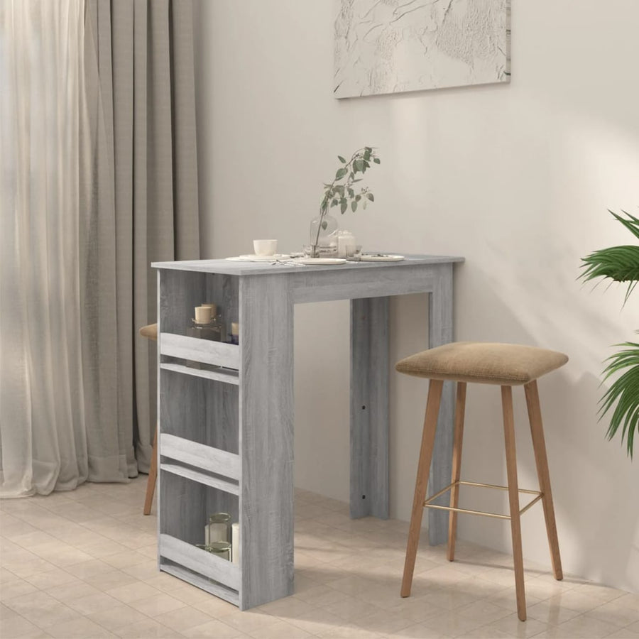 Bartafel Met Opbergrek 02X50X03,5 Cm Spaanplaat Grijs sonoma