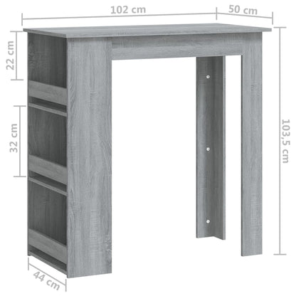 Bartafel Met Opbergrek 02X50X03,5 Cm Spaanplaat Grijs sonoma