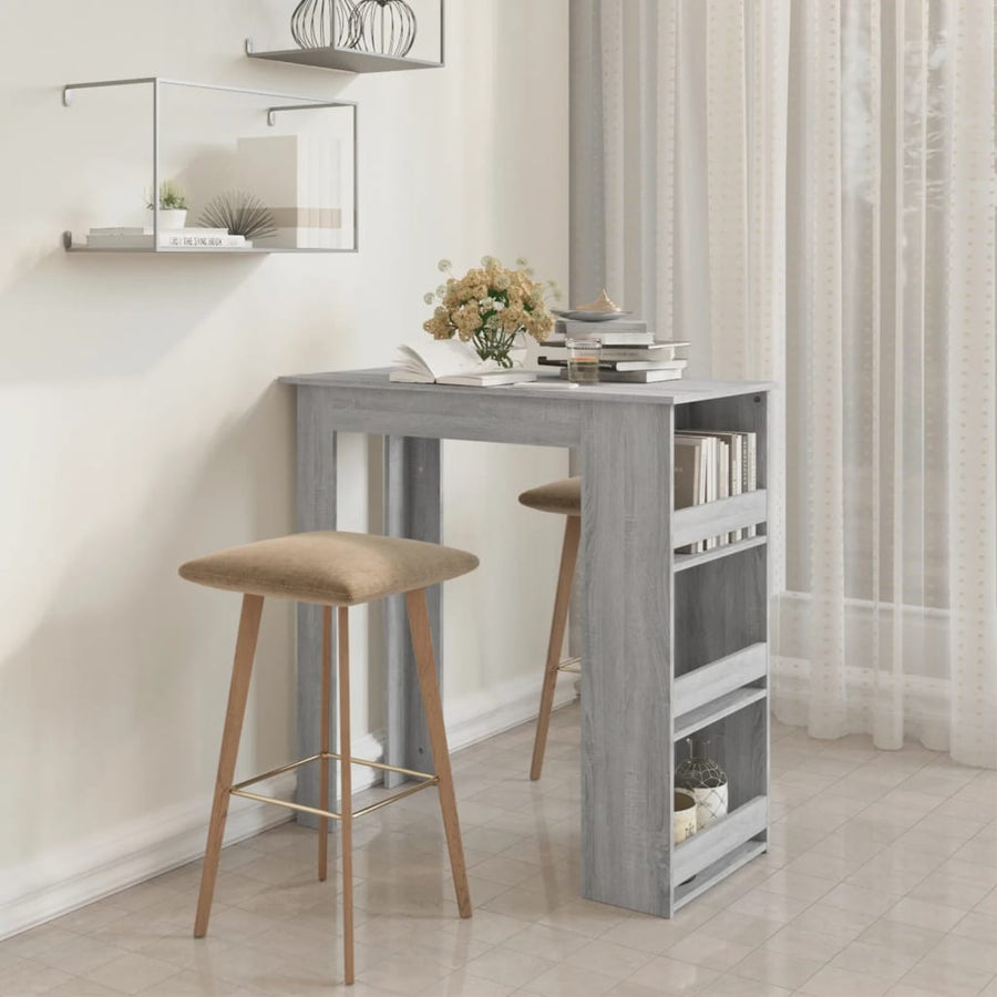 Bartafel Met Opbergrek 02X50X03,5 Cm Spaanplaat Grijs sonoma