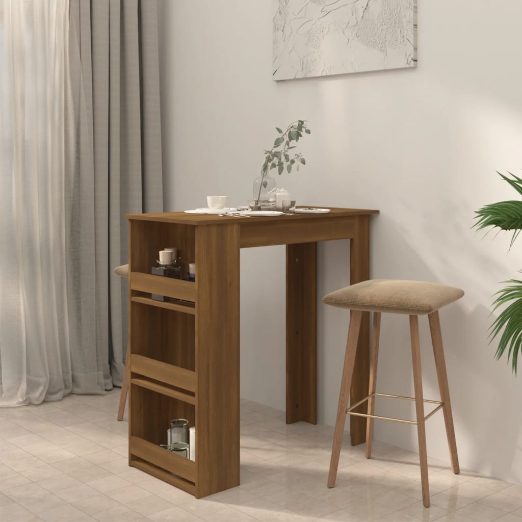 Bartafel Met Opbergrek 102X50X103,5 Cm Bewerkt Hout Bruin Eiken bruin eikenkleur