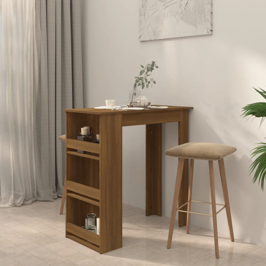 Bartafel Met Opbergrek 102X50X103,5 Cm Bewerkt Hout Bruin Eiken bruin eikenkleur