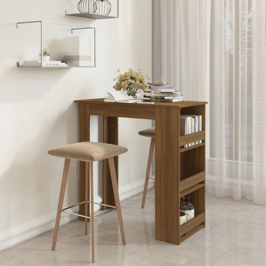 Bartafel Met Opbergrek 102X50X103,5 Cm Bewerkt Hout Bruin Eiken bruin eikenkleur