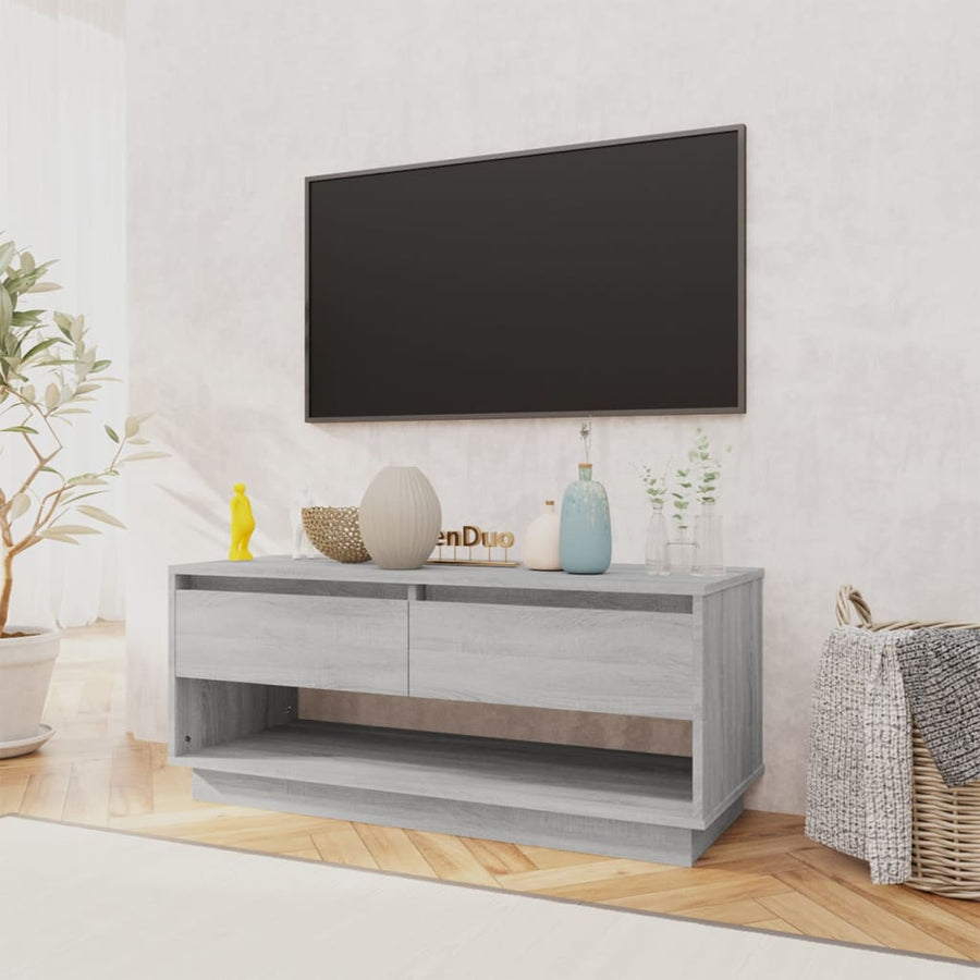 Tv-Meubel 02X4X44 Cm Spaanplaat Eikenkleurig Grijs sonoma