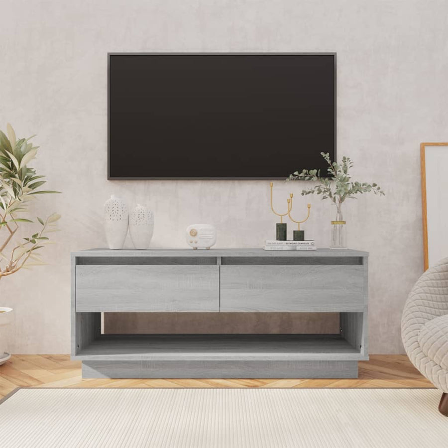 Tv-Meubel 02X4X44 Cm Spaanplaat Eikenkleurig Grijs sonoma