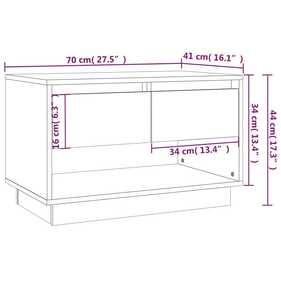 Tv-Meubel 70X4X44 Cm Spaanplaat Kleurig Bruineiken