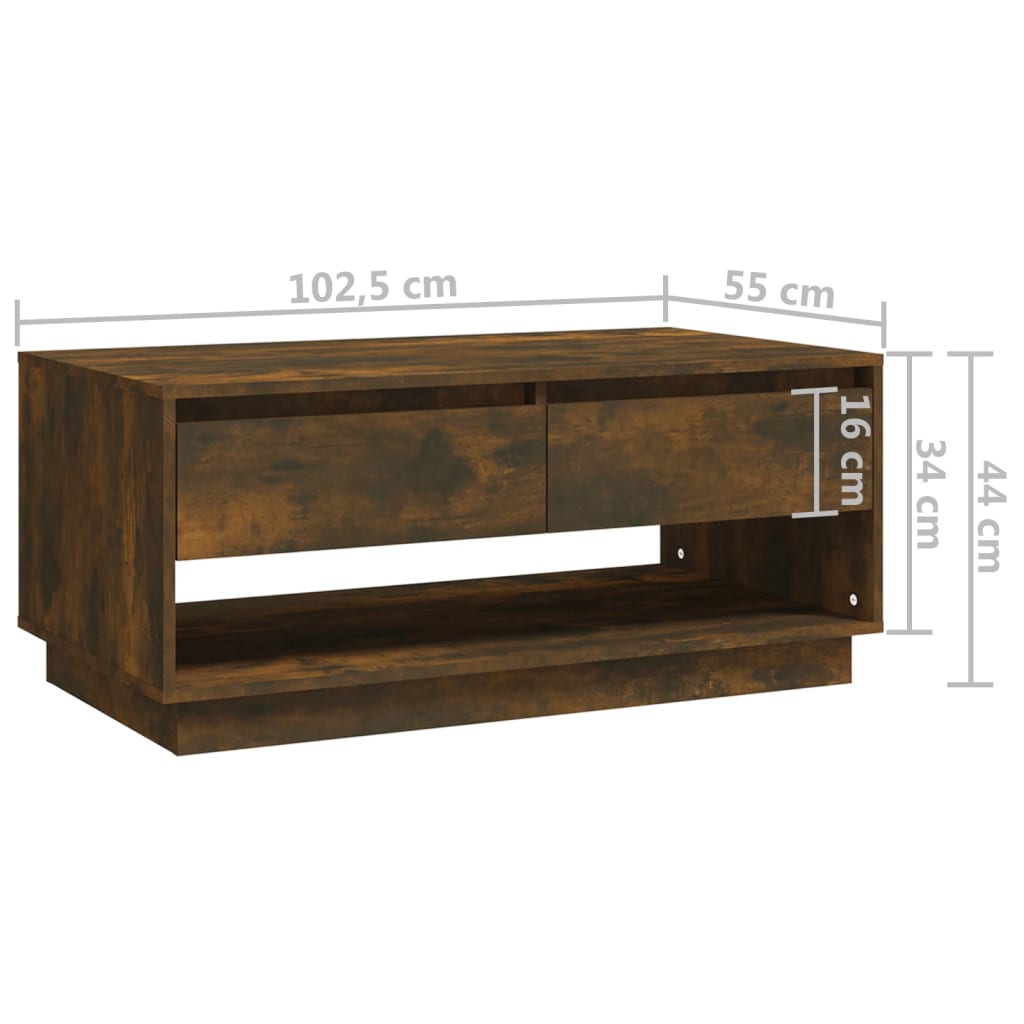 Salontafel 02,5X55X44 Cm Spaanplaat Kleurig Gerookt eiken