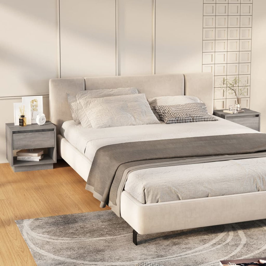Nachtkastjes 45X34X44 Cm Spaanplaat Eiken 2 Grijs sonoma