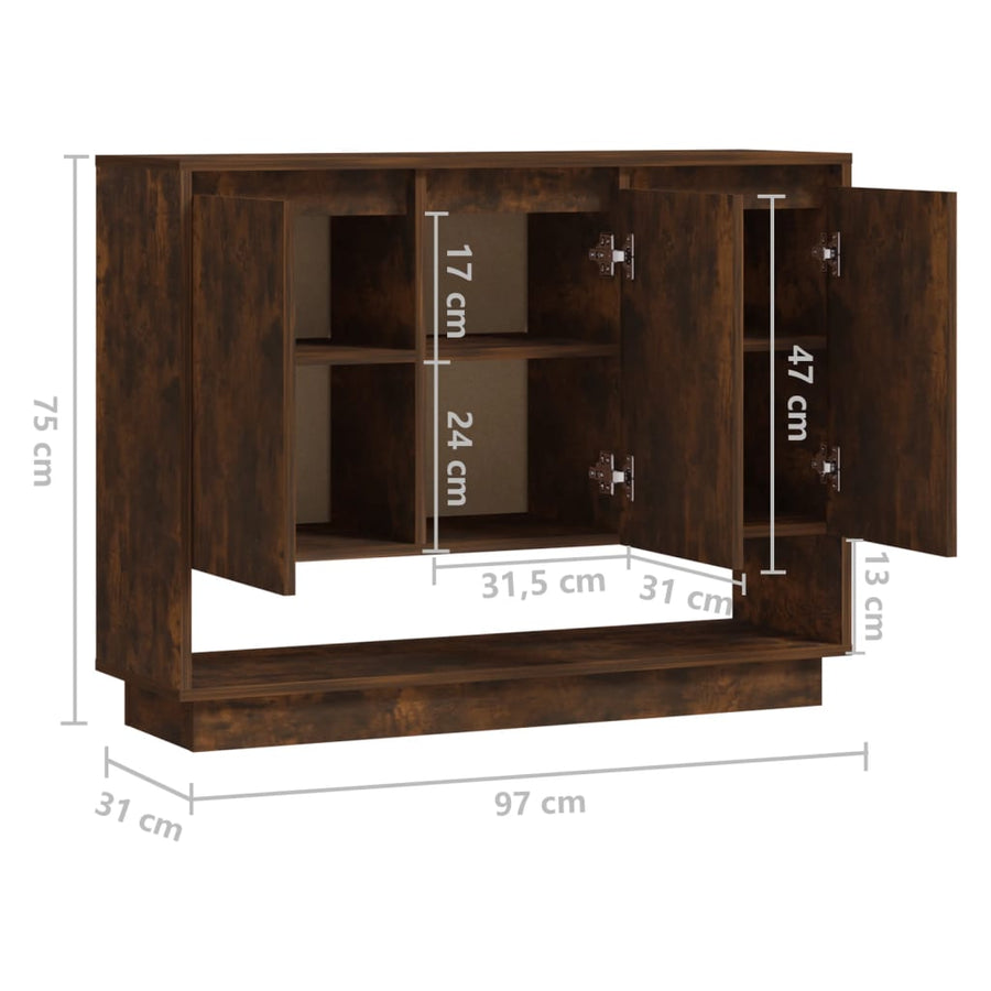 Dressoir 97X3X75 Cm Spaanplaat Kleurig Gerookt eiken