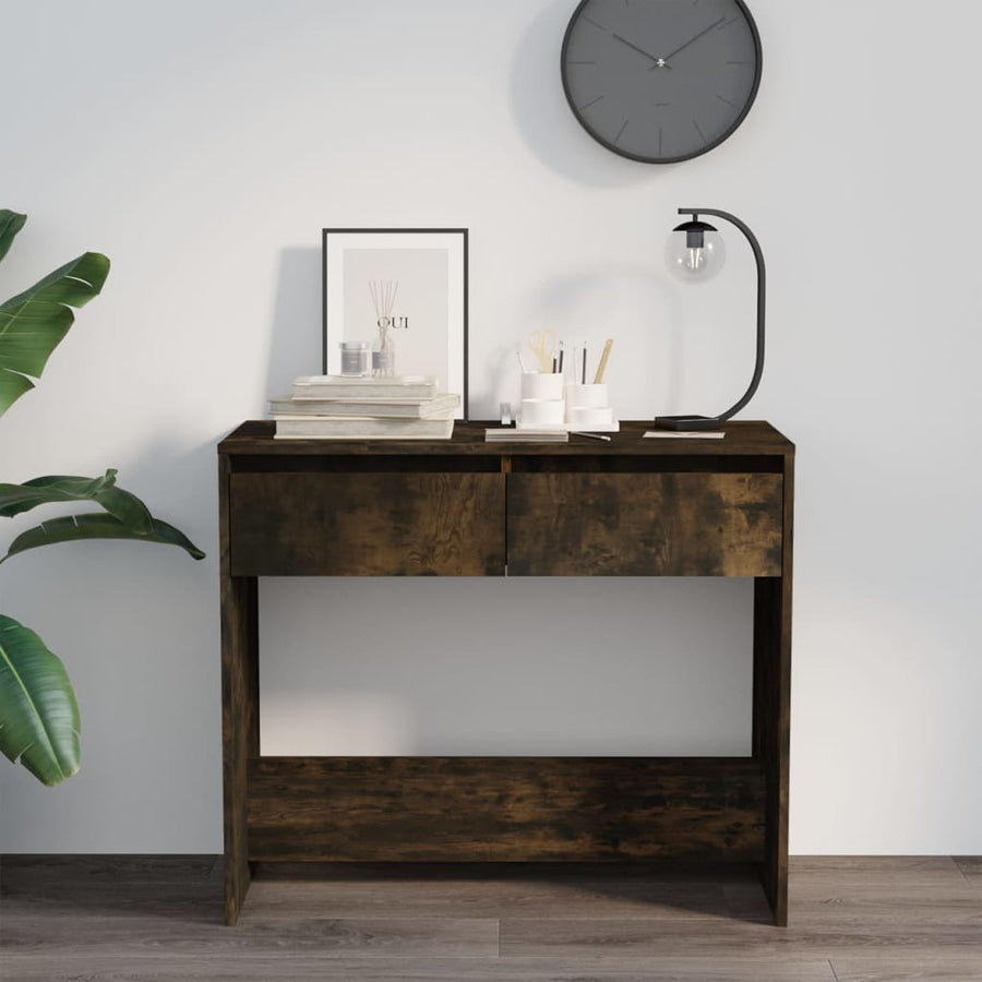 Wandtafel 89X4X76,5 Cm Staal Gerook Eikenkleurig Gerookt eiken