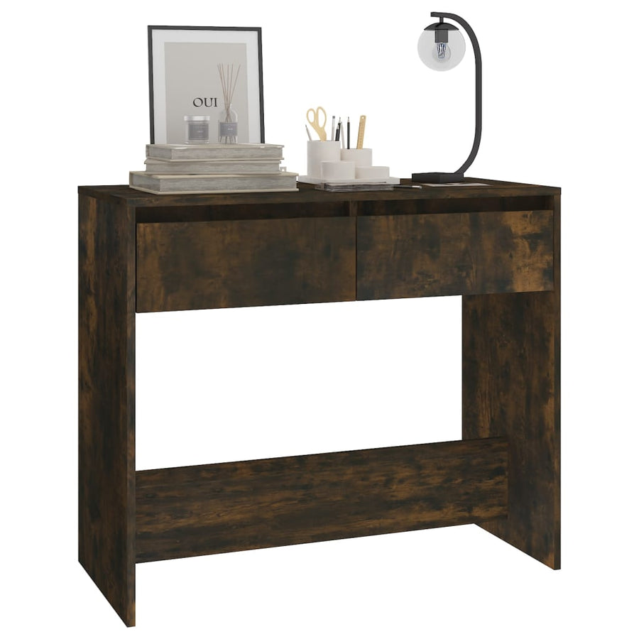 Wandtafel 89X4X76,5 Cm Staal Gerook Eikenkleurig Gerookt eiken