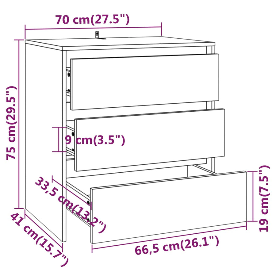 Dressoir 70X4X75 Cm Spaanplaat Eikenkleurig Grijs sonoma